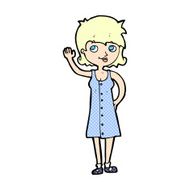 comic cartoon pretty woman waving N9