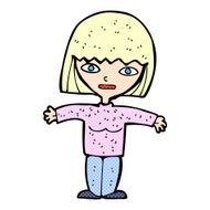 comic cartoon woman with open arms N10