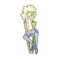 comic cartoon woman posing on chair