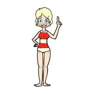 comic cartoon woman in striped swimsuit
