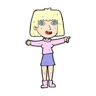 comic cartoon happy woman pointing N4
