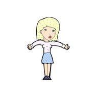comic cartoon woman shrugging shoulders N46