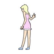 comic cartoon woman waving N28