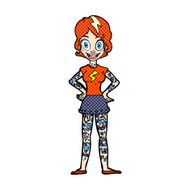comic cartoon woman with heavy tattoos