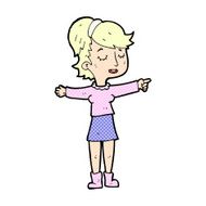 comic cartoon happy woman pointing N5