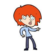 comic cartoon surprised woman pointing