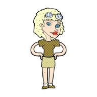 comic cartoon retro pilot woman