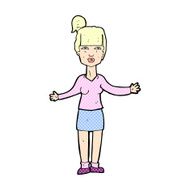 comic cartoon woman shrugging shoulders N48