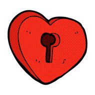 comic cartoon heart with keyhole N3