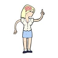 comic cartoon woman with clever idea