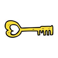 comic cartoon heart shaped key N2