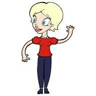 comic cartoon woman waving N31
