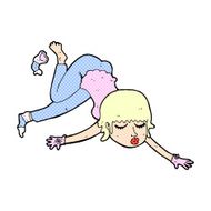 comic cartoon woman floating