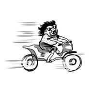 Cool biker on the road