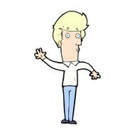 comic cartoon nervous man waving