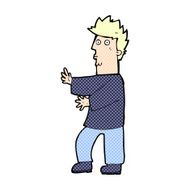 comic cartoon nervous man waving N2