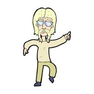 comic cartoon hippie man wearing glasses