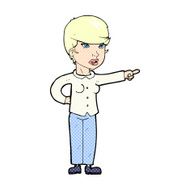 comic cartoon woman pointing finger of blame