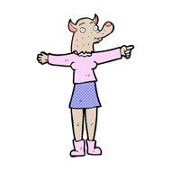 comic cartoon pointing werewolf woman