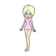 comic cartoon woman in short dress