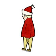 comic cartoon person in winter clothes