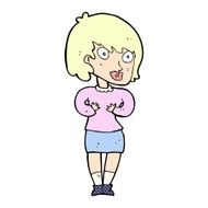 comic cartoon woman making Who Me? gesture N4
