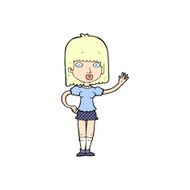 comic cartoon woman waving N34