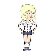 comic cartoon pretty woman with hands on hips N2