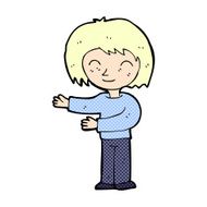 comic cartoon woman gestureing welcome