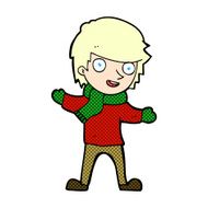 comic cartoon boy in winter clothes