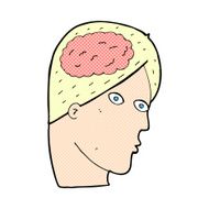 comic cartoon head with brain symbol N4