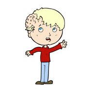 comic cartoon boy with growth on head N3