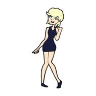 comic cartoon woman in cocktail dress N2