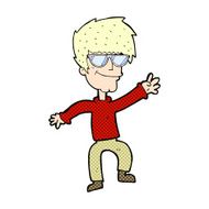 comic cartoon waving cool guy
