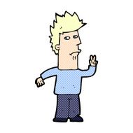 comic cartoon man giving peace sign N5