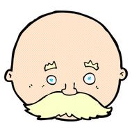 comic cartoon bald man with mustache N2