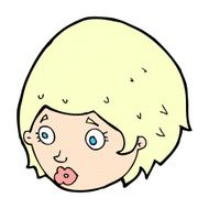 comic cartoon girl with concerned expression