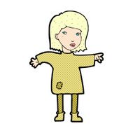 comic cartoon woman in patched clothing