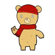 comic cartoon waving teddy bear N11