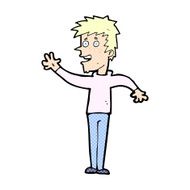 comic cartoon happy boy waving N2