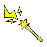 comic cartoon magic wand casting spell