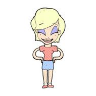 comic cartoon woman with hands on hips N21