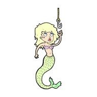 comic cartoon mermaid and fish hook N2