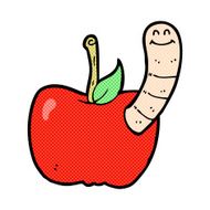 comic cartoon apple with worm N2