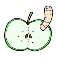 comic cartoon apple with worm N5