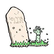 comic cartoon zombie rising from grave N3