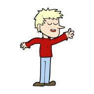 comic cartoon happy man reaching
