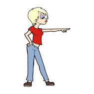 comic cartoon hip woman pointing