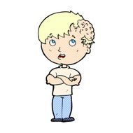 comic cartoon boy with growth on head N4