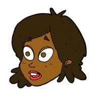 comic cartoon female face with surprised expression N3